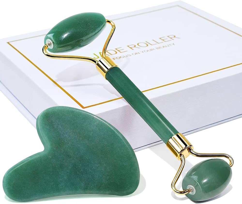 Gua Sha con Jade Roller [Verde] – Dermatophila