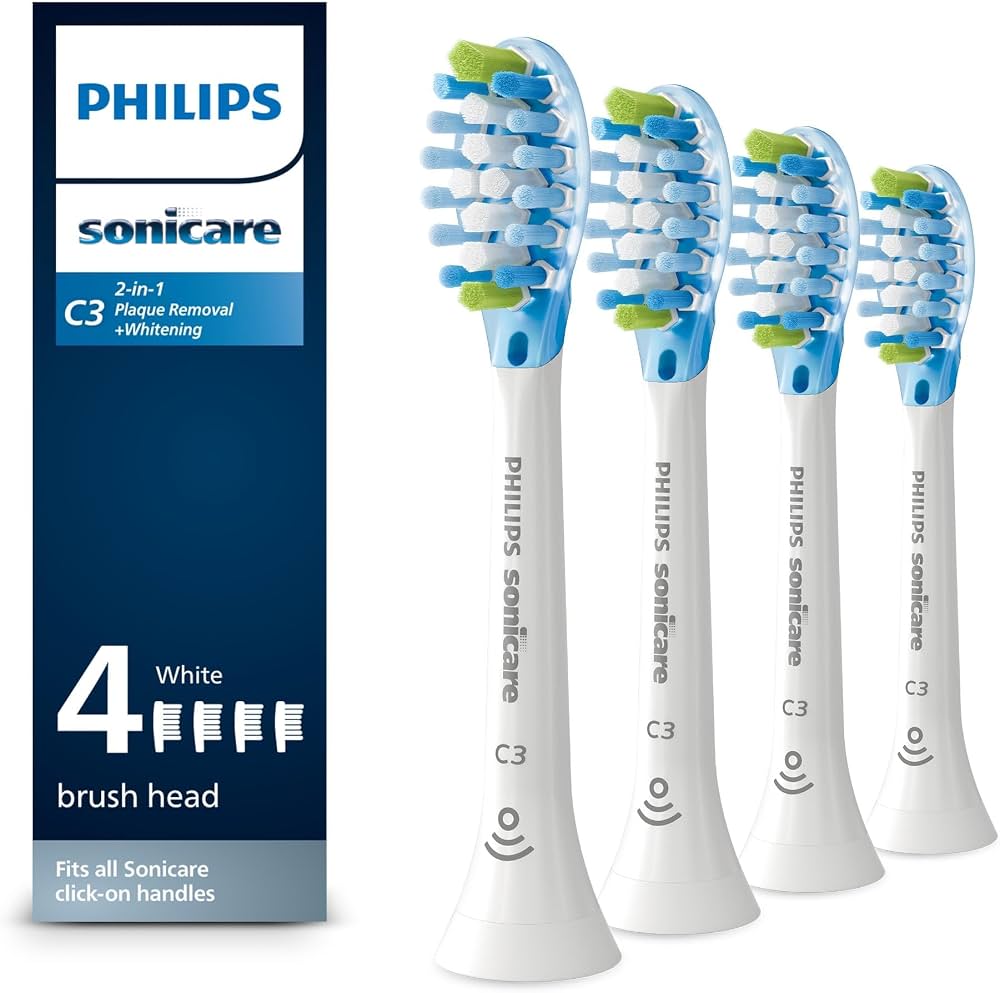 Sonicare C3 Two-in-One Cabezales de Repuesto Philips Blancos, 4 Unidades — HX9044/65