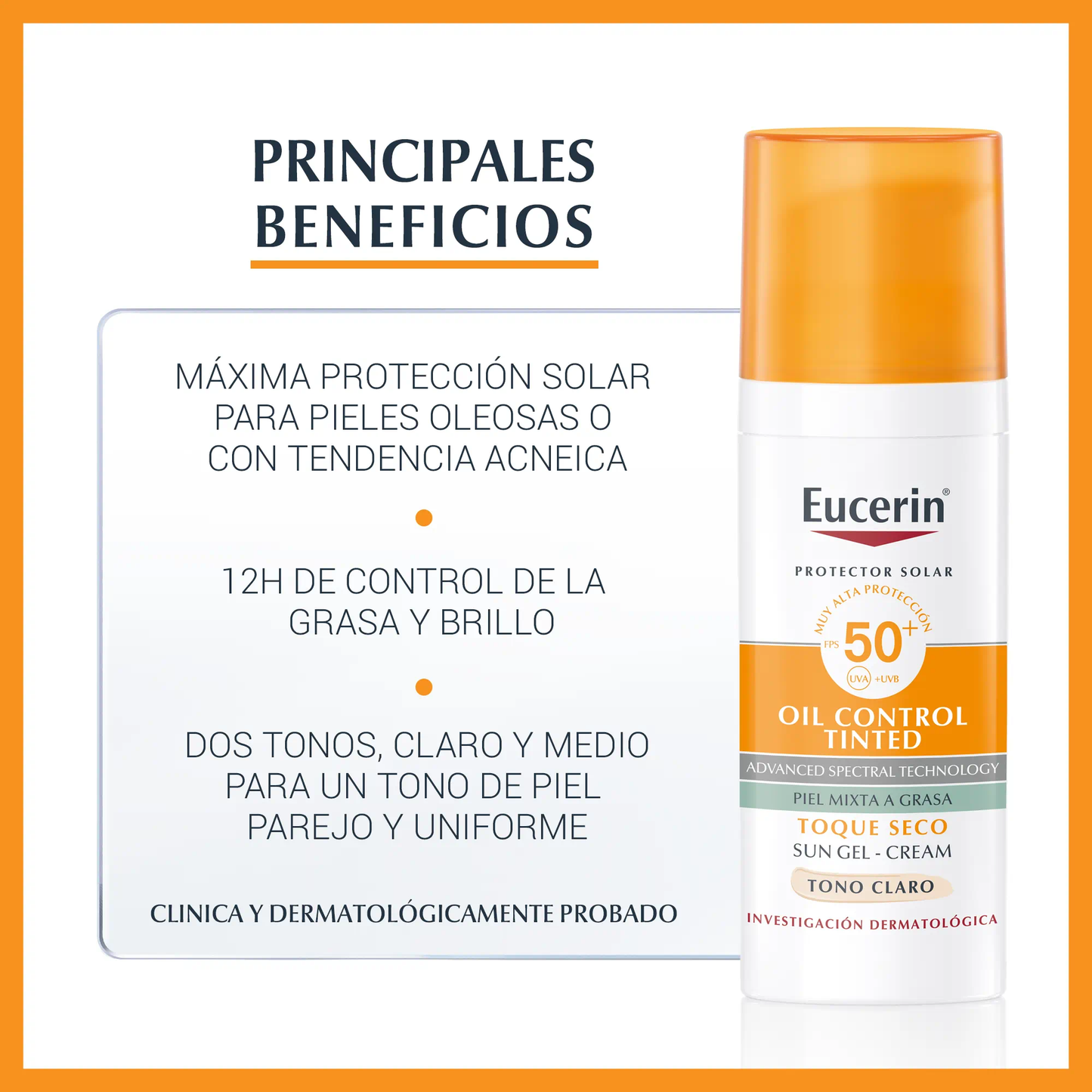 Oil Control SPF 50 Toque Seco Tono Claro Eucerin 50 ml