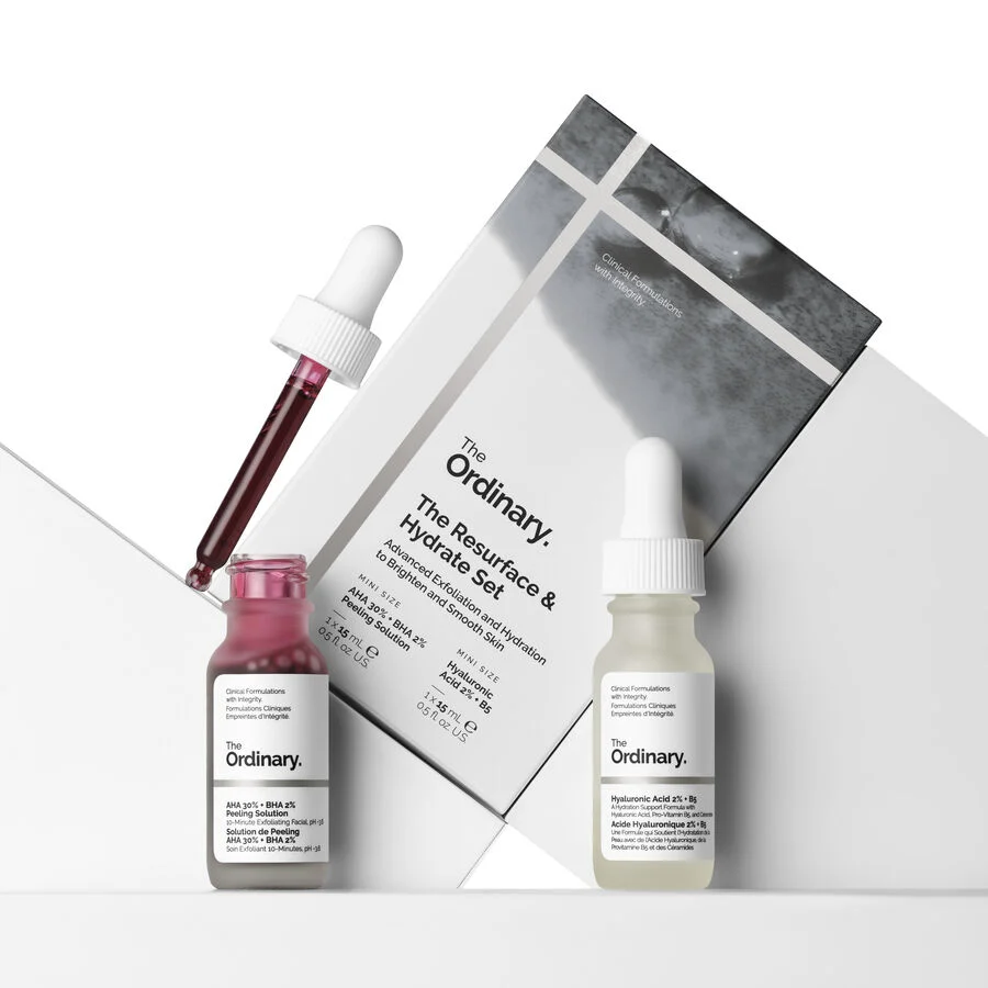 The Resurface & Hydrate Set with Hyaluronic Acid + AHA The Ordinary