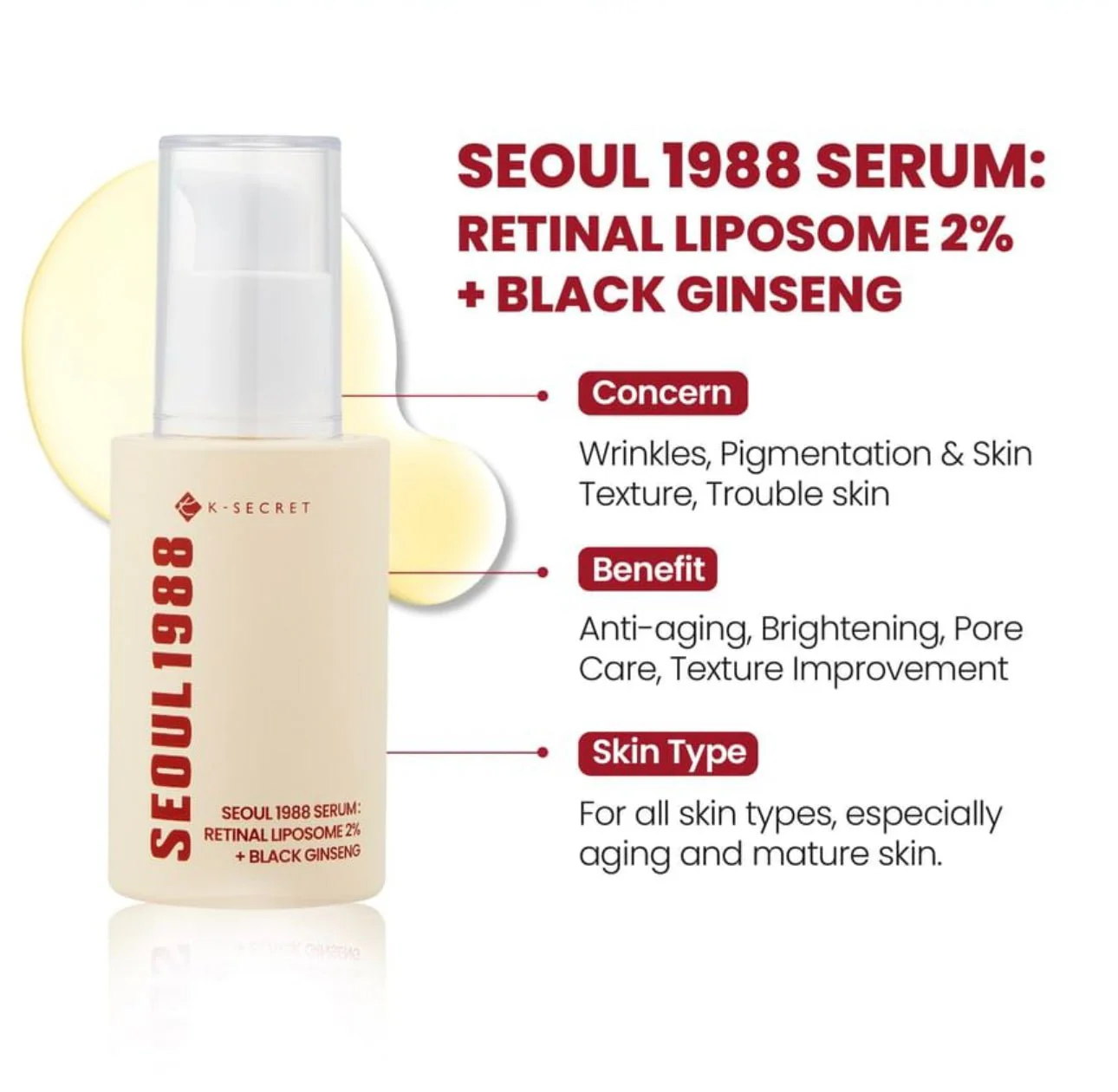 Retinal Liposome 2% + Black Ginseng Serum KSECRET SEOUL 1988 30 ml