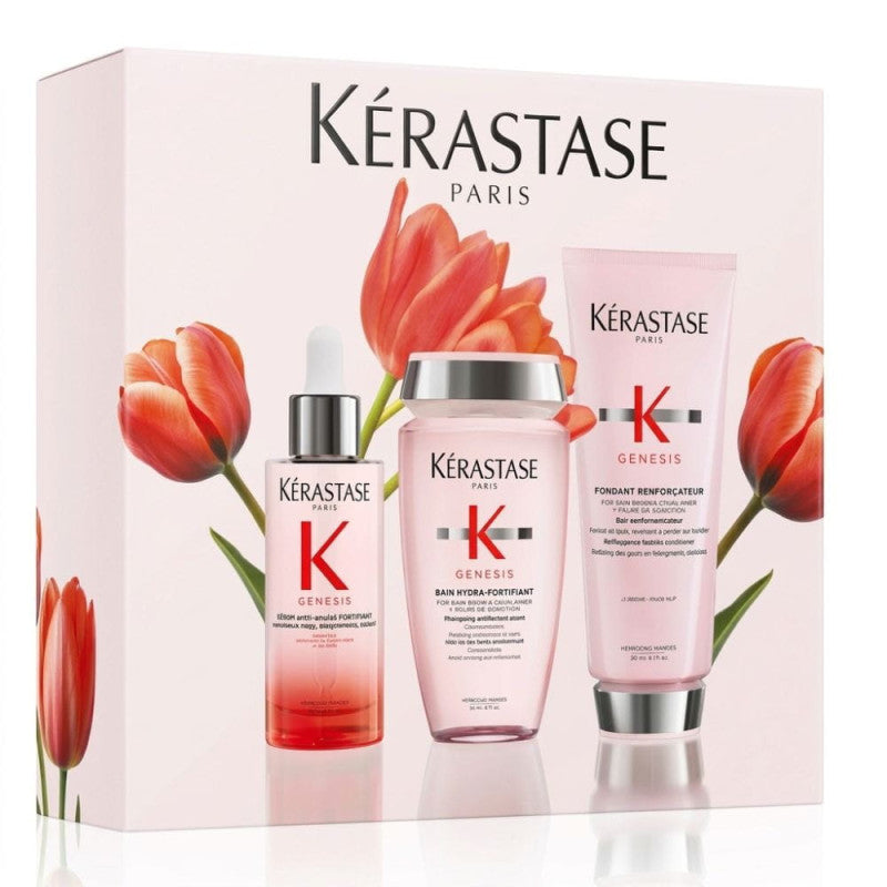 Kérastase Genesis Strengthening Set: Shampoo, Suero, Acondicionador + [Tote Bag Gratis] + Muestras