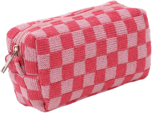 Checkered Make Up Bag Bolsa de Viaje [Rosada]