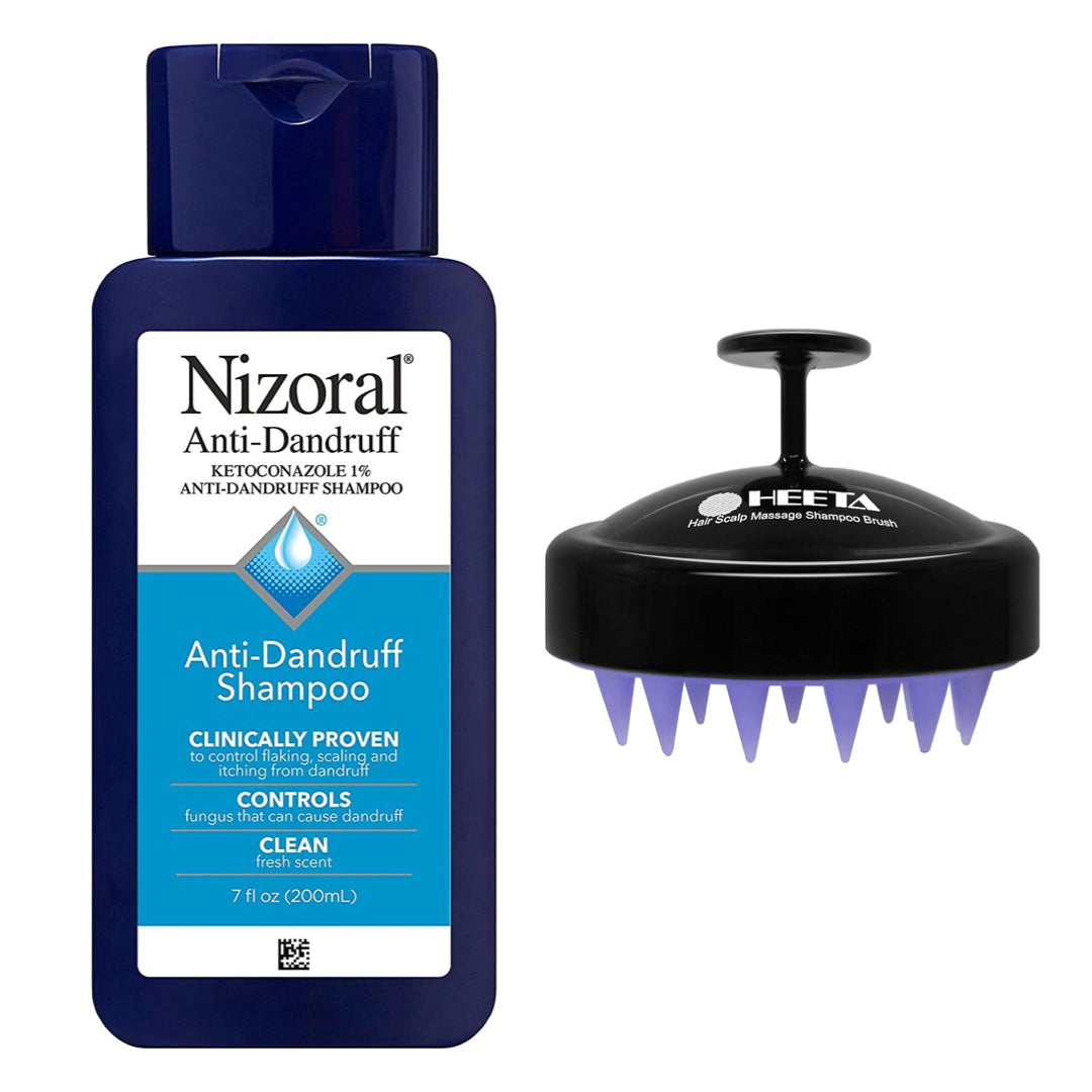 Anti Dandruff Shampoo Nizoral 200 ml + Scalp Massager (Cepillo) Color Variable