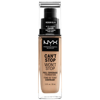 NYX Professional Makeup Can't Stop Won't Stop Full Coverage Foundation, Medium Olive