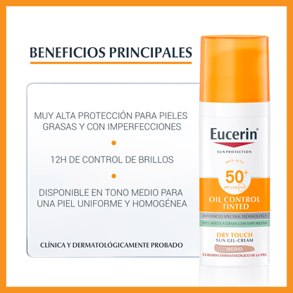 Oil Control SPF 50 Toque Seco Tono Medio Eucerin 50 ml