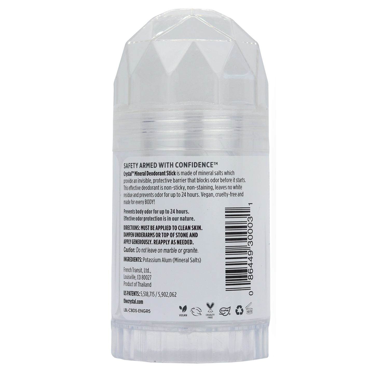 Desodorante Piedra de Alumbre Sin Aroma Crystal 120 g